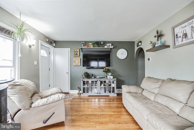 living room featuring hardwood / wood-style flooring