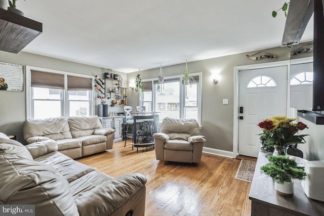 living room with light wood-type flooring