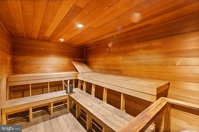 view of sauna / steam room with wood-type flooring