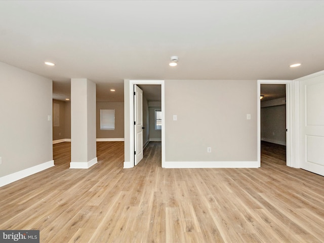 interior space with light hardwood / wood-style floors