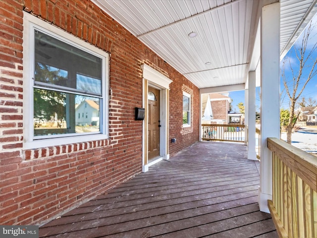 deck with covered porch