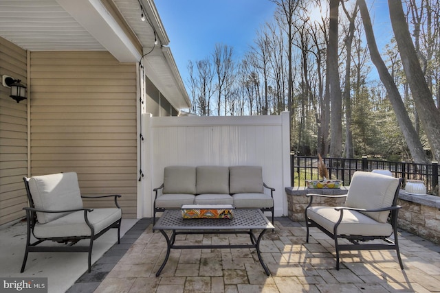 view of patio featuring an outdoor hangout area