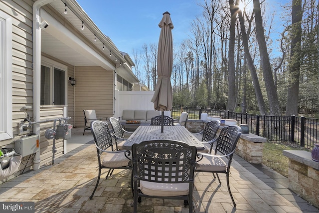 view of patio / terrace featuring an outdoor living space