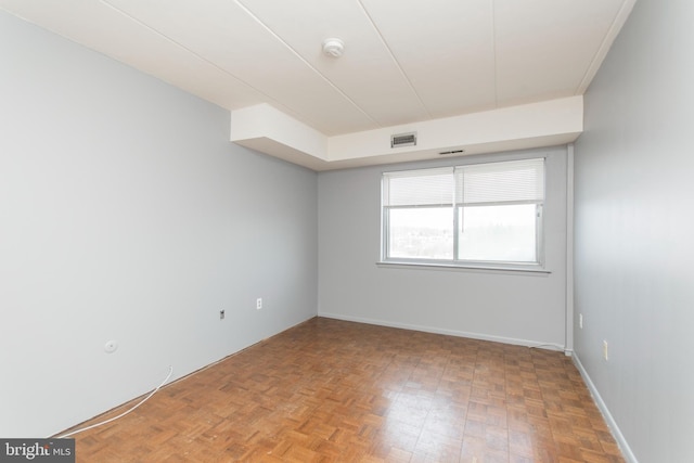 empty room with parquet floors