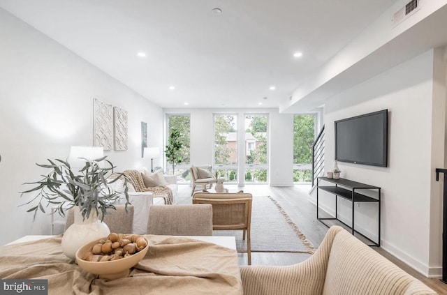 living room featuring light hardwood / wood-style floors