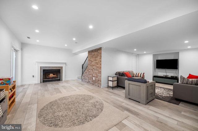 living room with light wood-type flooring