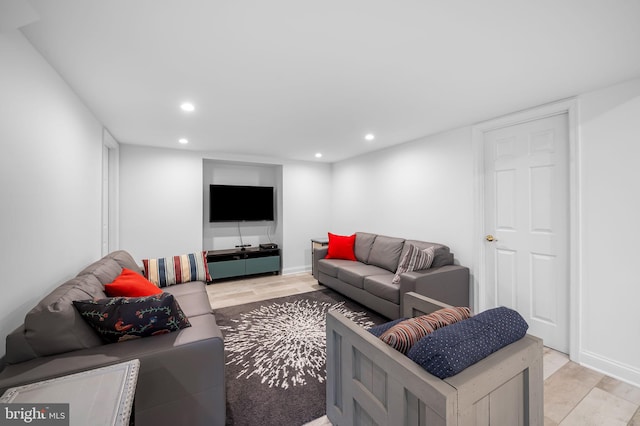 living room featuring light hardwood / wood-style floors