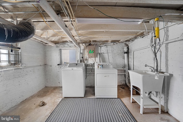 basement with independent washer and dryer