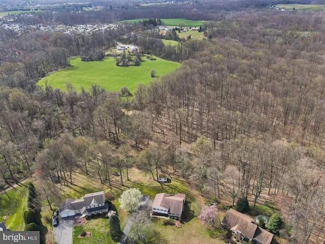 aerial view featuring a rural view