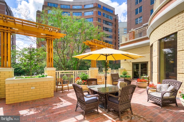 view of patio with a pergola