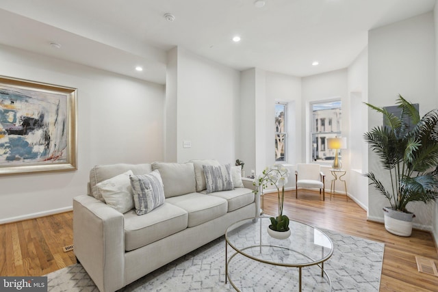 living room featuring light hardwood / wood-style flooring