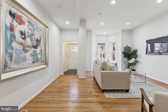 living room featuring light hardwood / wood-style floors