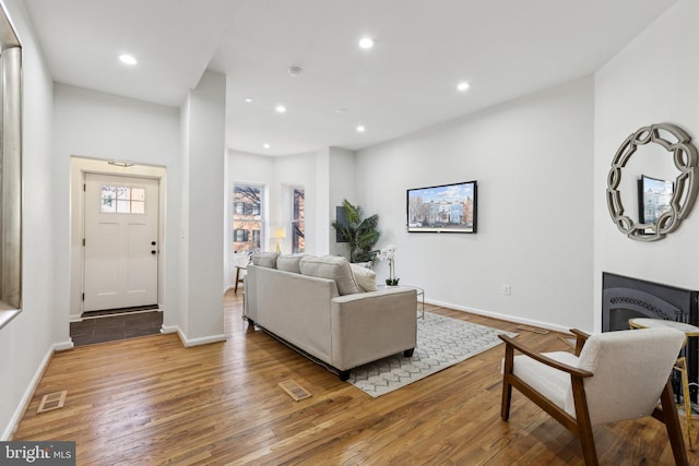 living room with light wood-type flooring