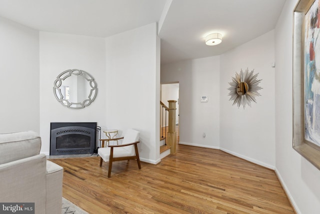 sitting room featuring light hardwood / wood-style floors