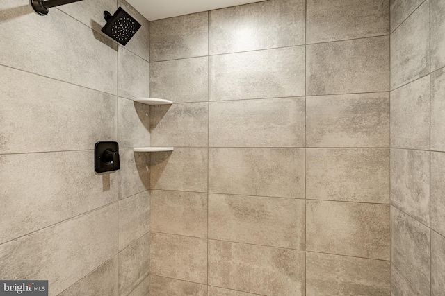 interior details featuring a tile shower