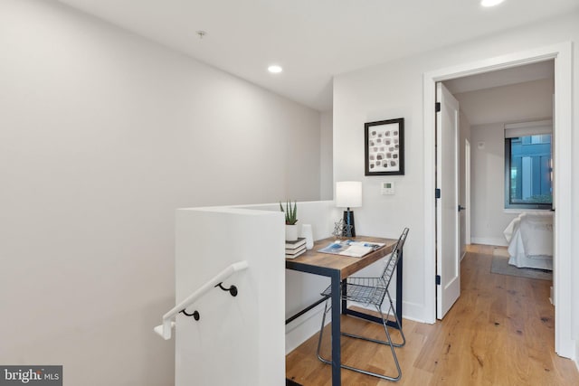 office space featuring light wood-type flooring