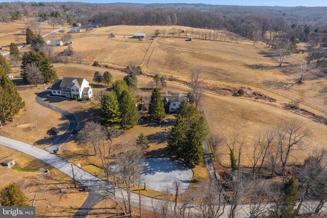 aerial view with a rural view