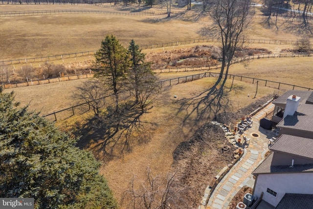 bird's eye view with a rural view