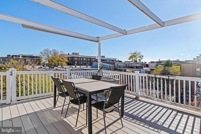 deck featuring a pergola