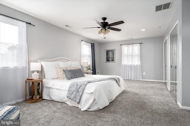 bedroom with carpet and ceiling fan