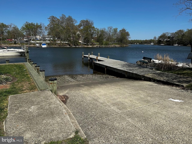 dock area featuring a water view