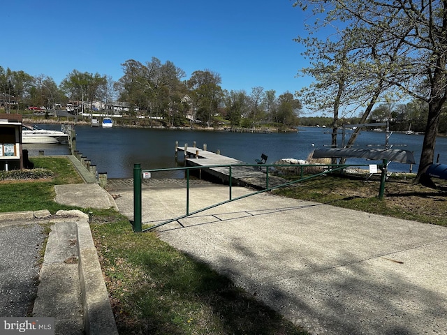 view of dock featuring a water view