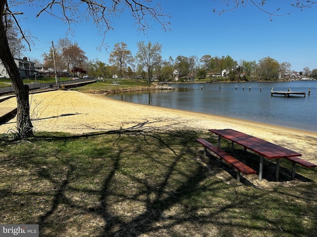 view of home's community with a water view