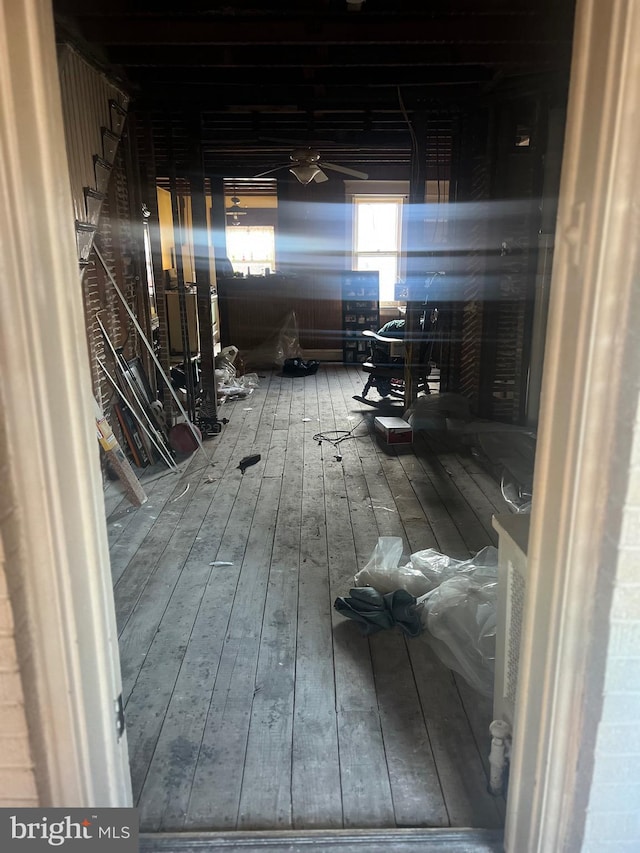 miscellaneous room featuring hardwood / wood-style floors and ceiling fan