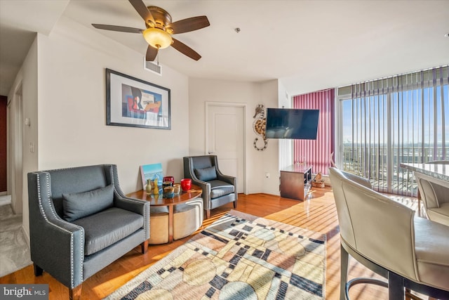 105 Christina Landing Dr Unit 905, Wilmington, DE 19801 - sitting room featuring ceiling fan and light hardwood / wood-style floors