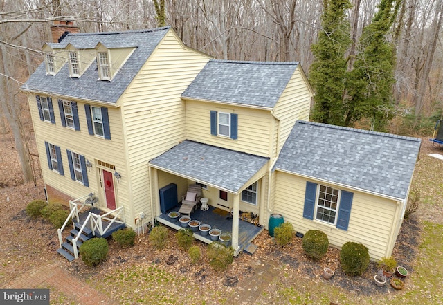 view of front of house with a trampoline