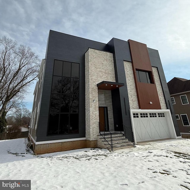 contemporary home featuring a garage