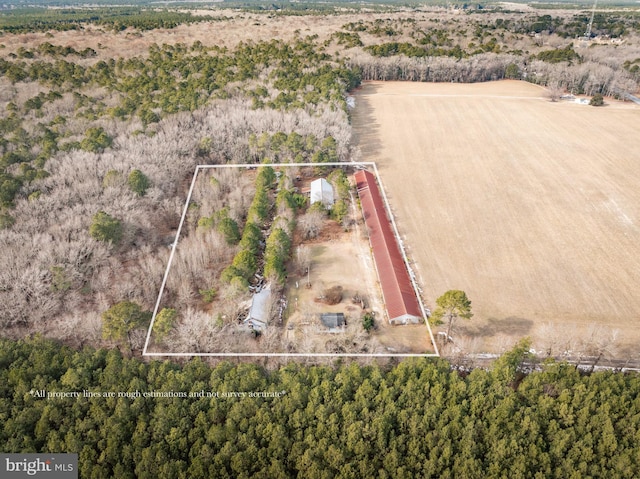 drone / aerial view featuring a rural view