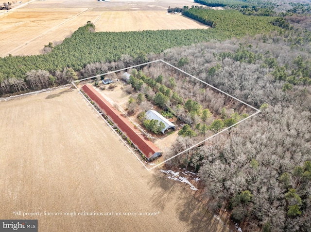 bird's eye view featuring a rural view