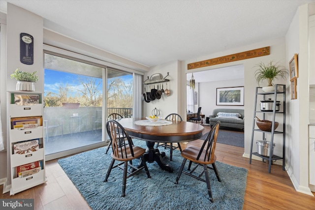 dining area featuring baseboards and wood finished floors