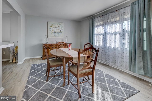 dining area with hardwood / wood-style floors