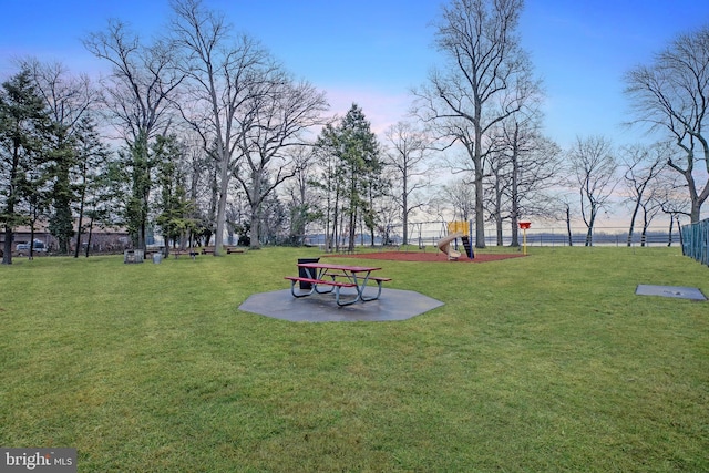 view of yard with a playground