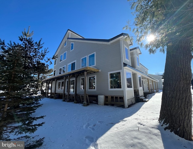 view of snow covered exterior