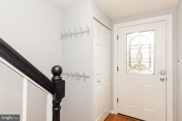 entrance foyer featuring hardwood / wood-style flooring