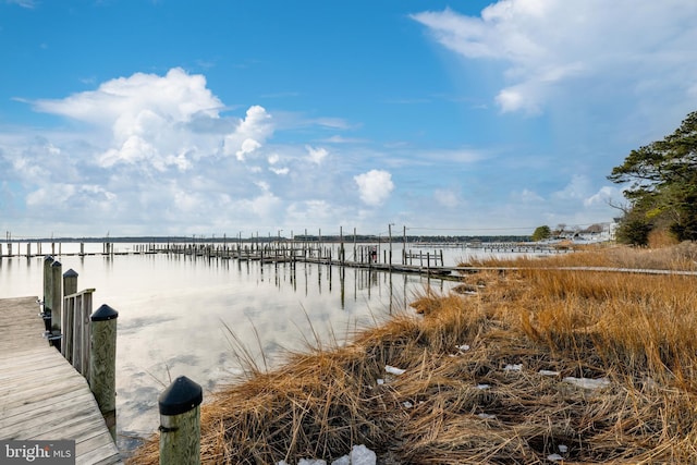 view of dock featuring a water view