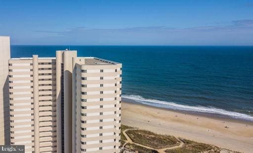 property view of water with a beach view