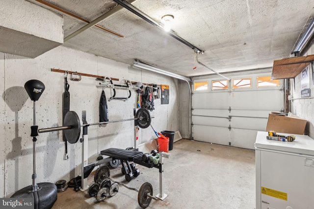 garage featuring refrigerator