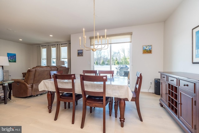 dining room with an inviting chandelier