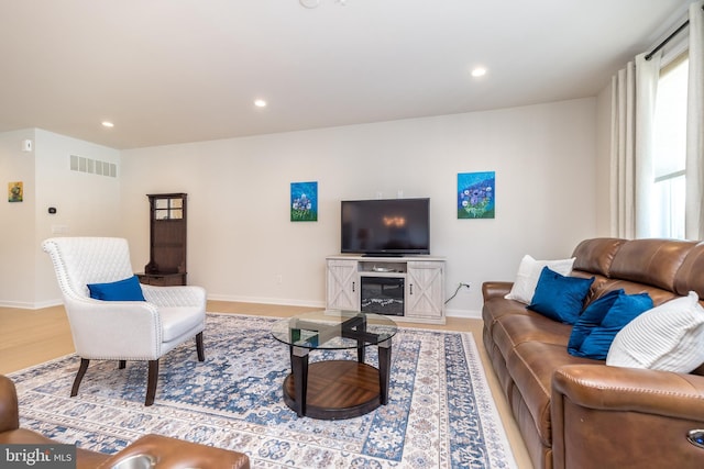 living room featuring light hardwood / wood-style flooring