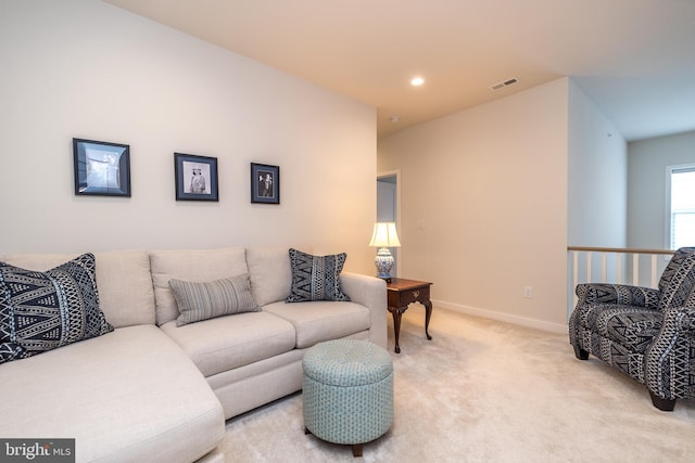 living room with carpet floors