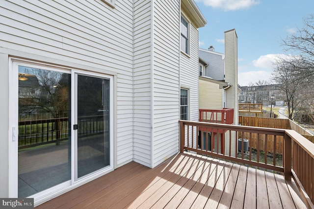 wooden terrace with central air condition unit