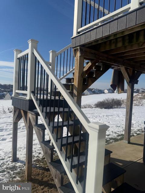 view of snow covered patio