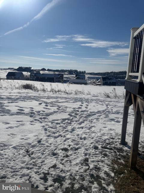 view of yard layered in snow