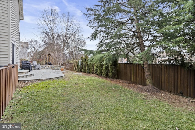 view of yard with a patio area