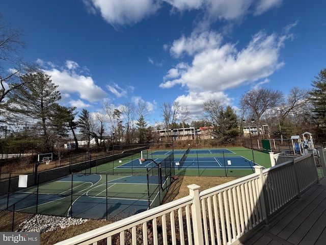 exterior space featuring tennis court