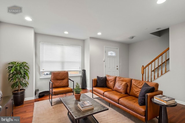 living room featuring wood-type flooring